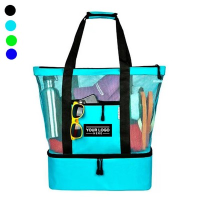 Beach Tote Bag with Insulated Cooler
